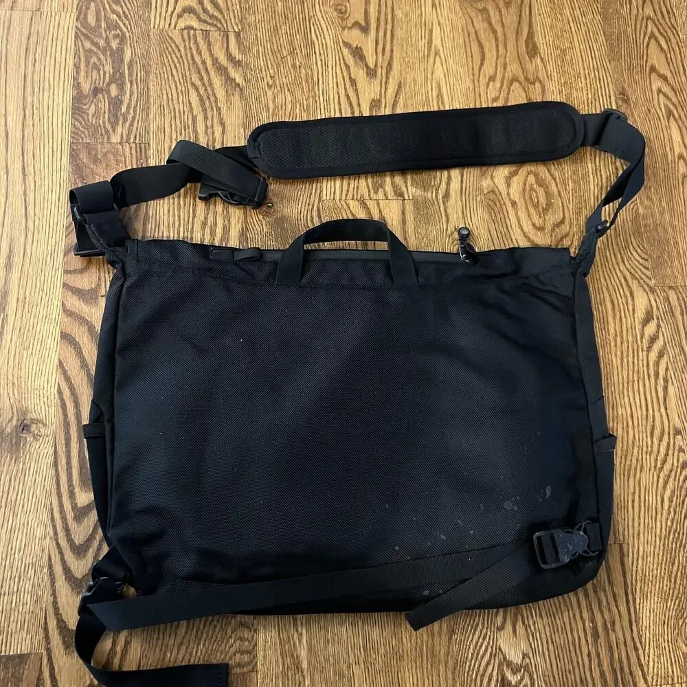 Patagonia Niner Messenger Bag Black Pedal Damn It Reflective Logo 20x14 Shoulder